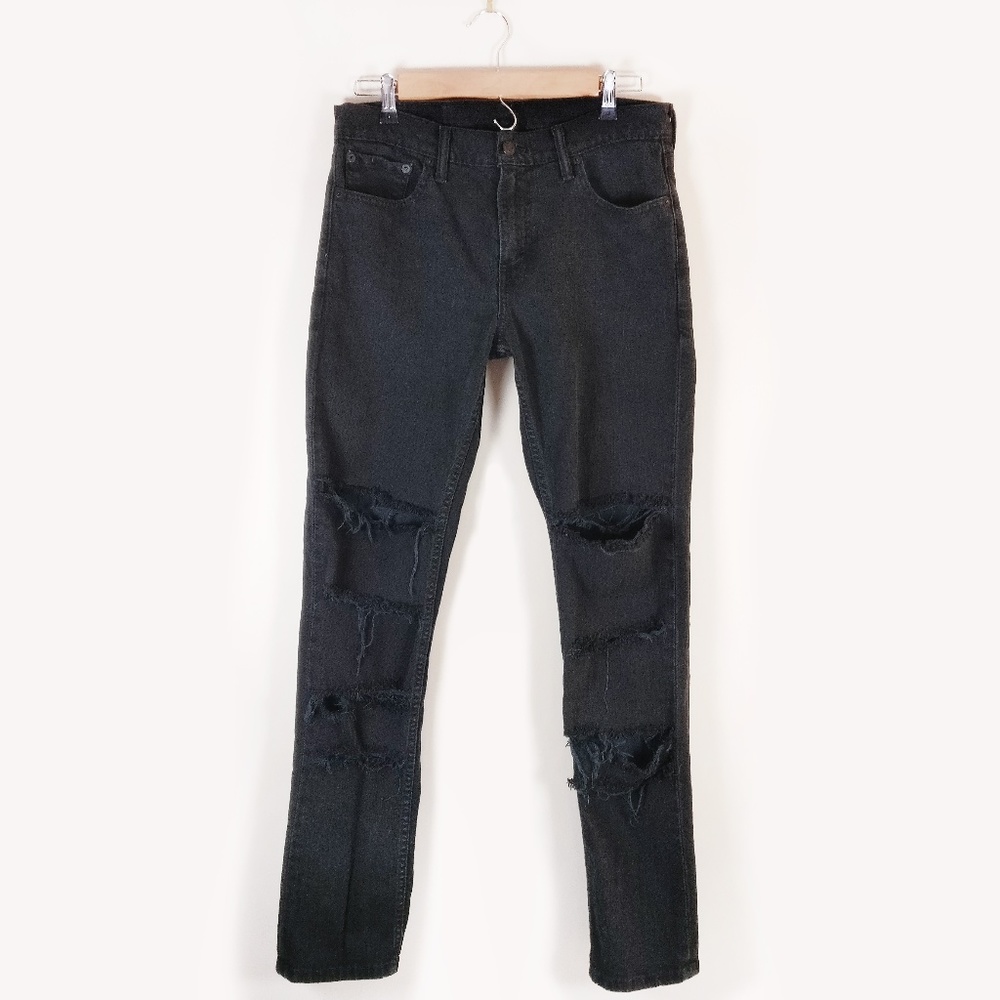 LEVIS 511 Black Distressed Skinny Jeans W30 L32